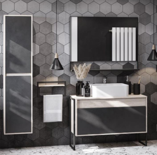 Шкаф-колонна Акватон Лофт Урбан дуб орегон/серый графит 1A248103LQX60